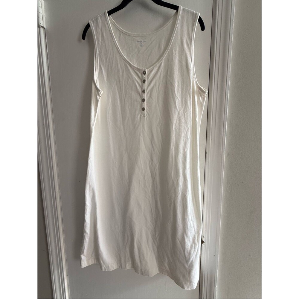 Lands' End White Sleeveless Dress/Coverup Size L (14-16)